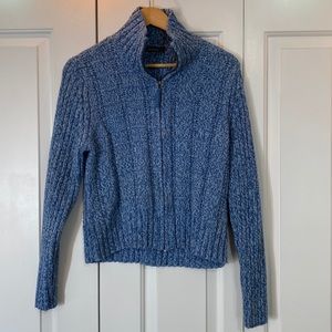 Liz Clairborne - Blue & White Zip Pullover Sweater Size L